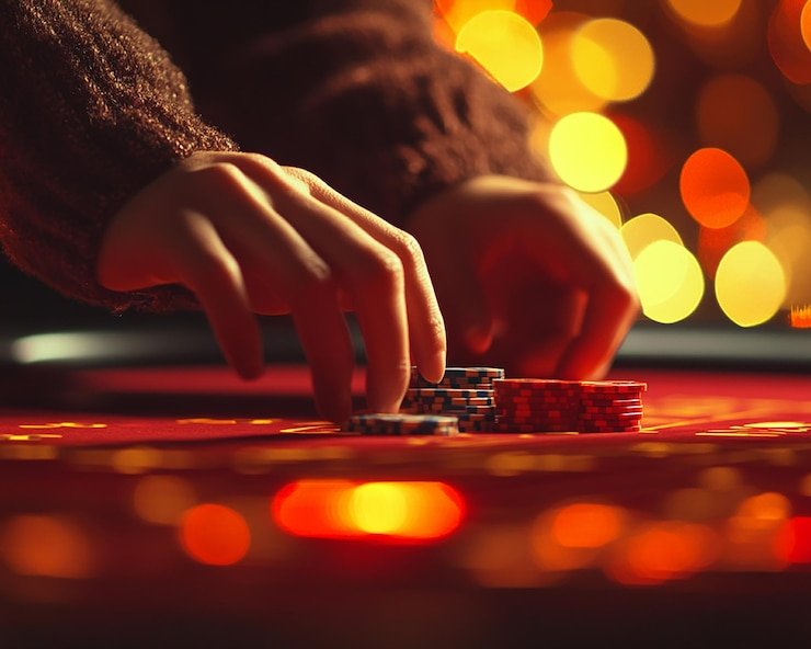 Live blackjack table in a casino studio environment